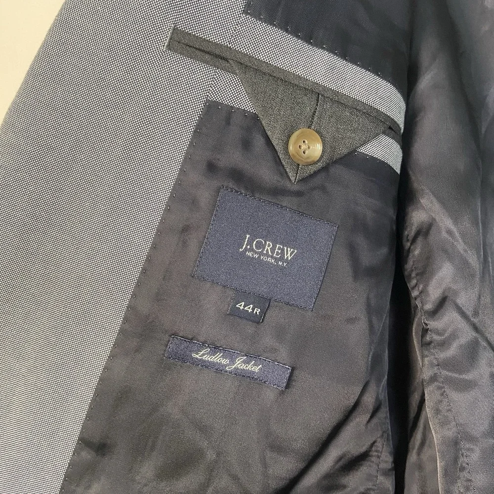 J‎ Crew Ludlow Cotton Sport Coat Blazer 44R Mens Gray Two Button Suit Jacket